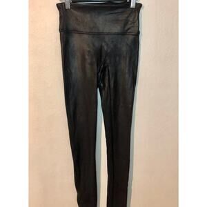 High-Waist Faux Leather Leggings - Black